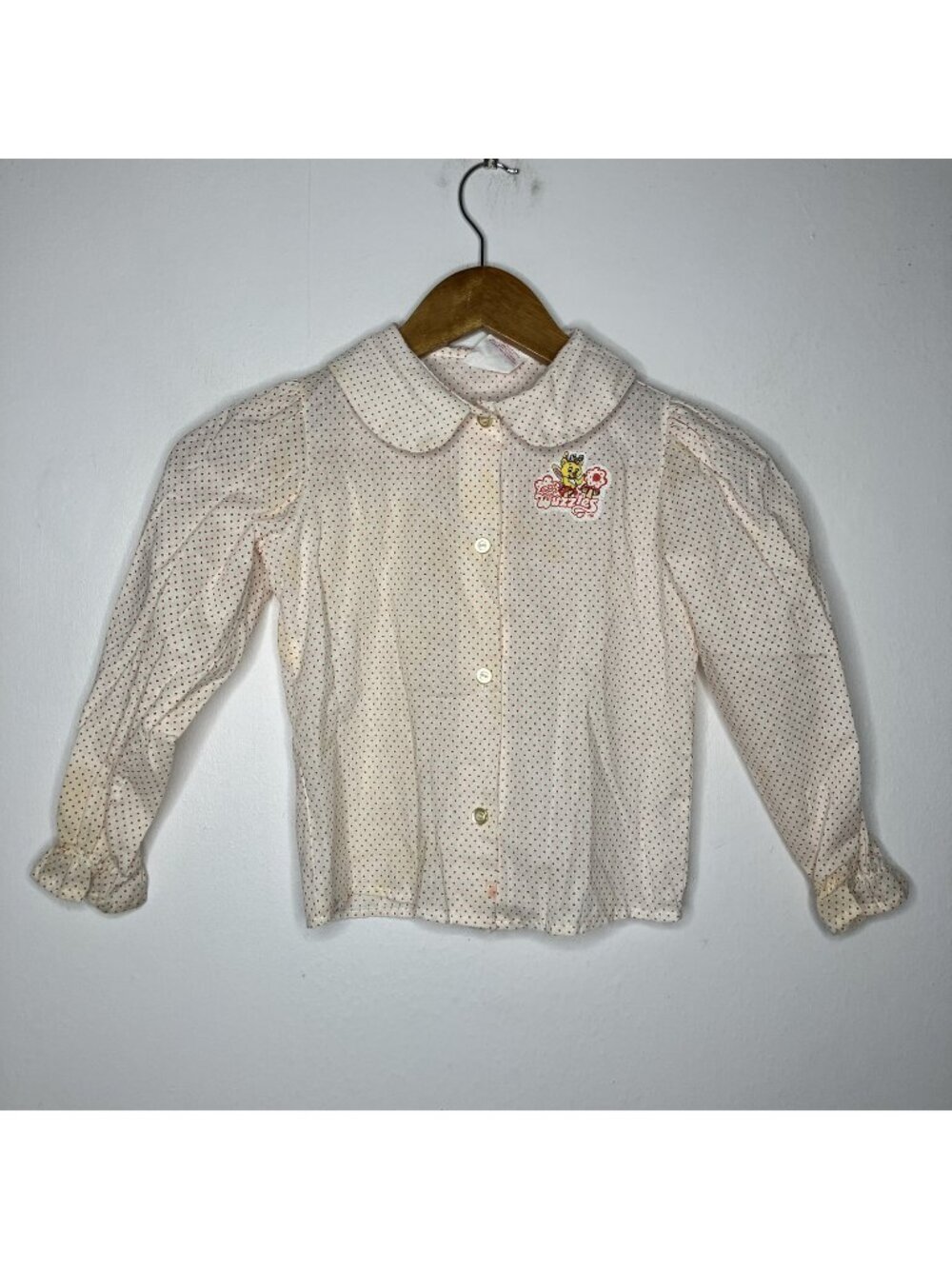 Vintage 1985 Walt Disney Wuzzles Baby Girls Polka Dot Blouse